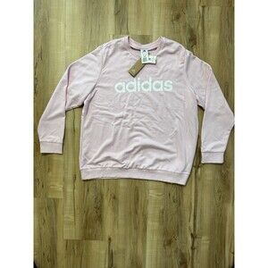Adidas Women’s Sweatshirt 3X Plus Logo Crewneck Long Sleeve Pullover Pink NWT